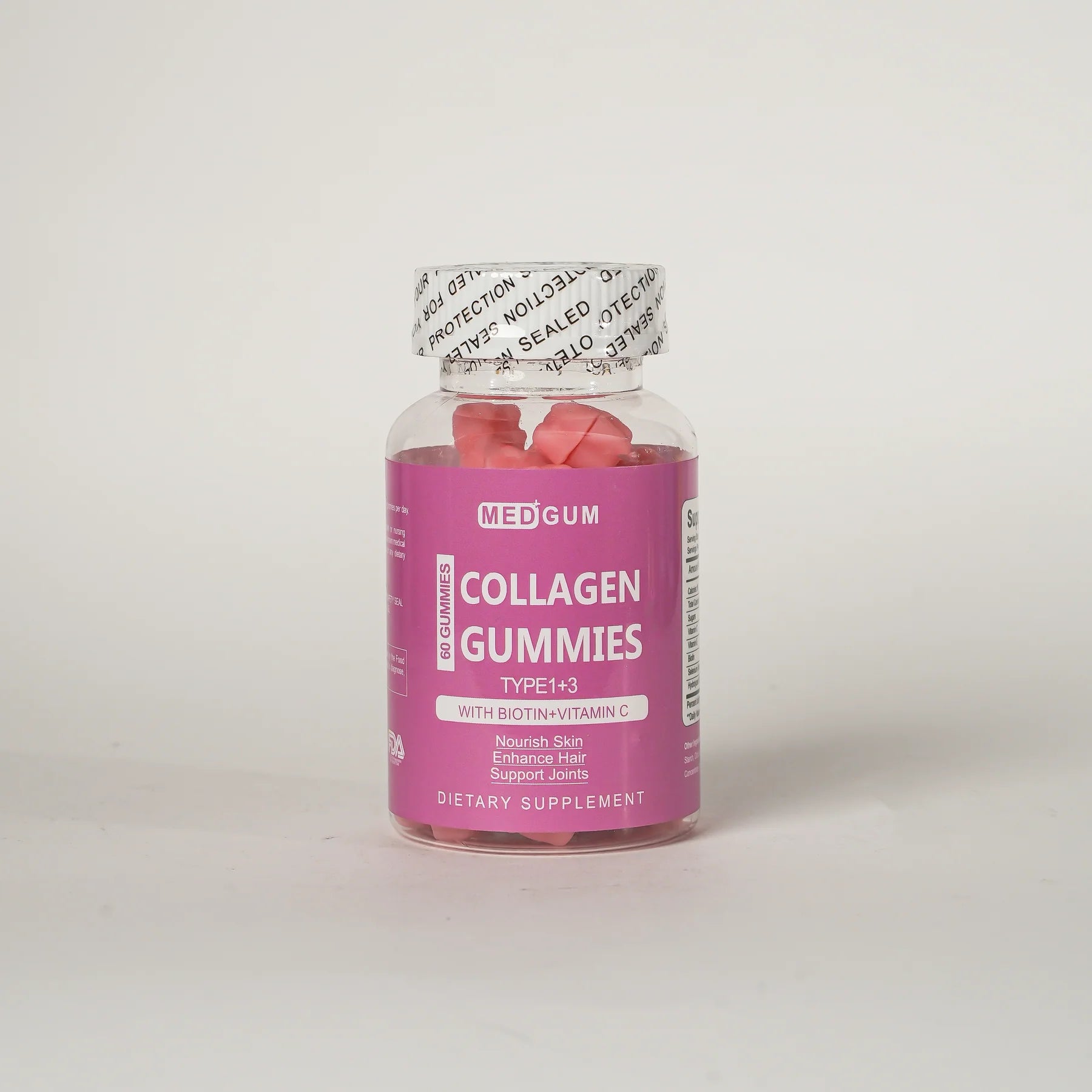 MEDGUM Collagen Gummies Type 1 &amp; 3 – 60 Count